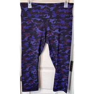 Lululemon Womens Size LG Purple Animal Print Athletic Workout Running Capris